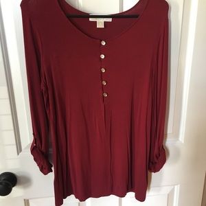 Michael Kors red blouse with gold buttons medium